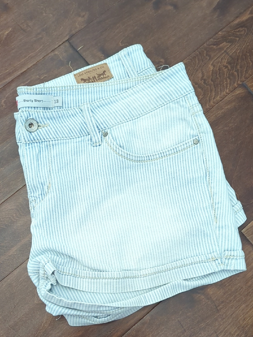 Levi's Vintage Y2K Light Blue Pinstripe Women’s Shorts Size 12